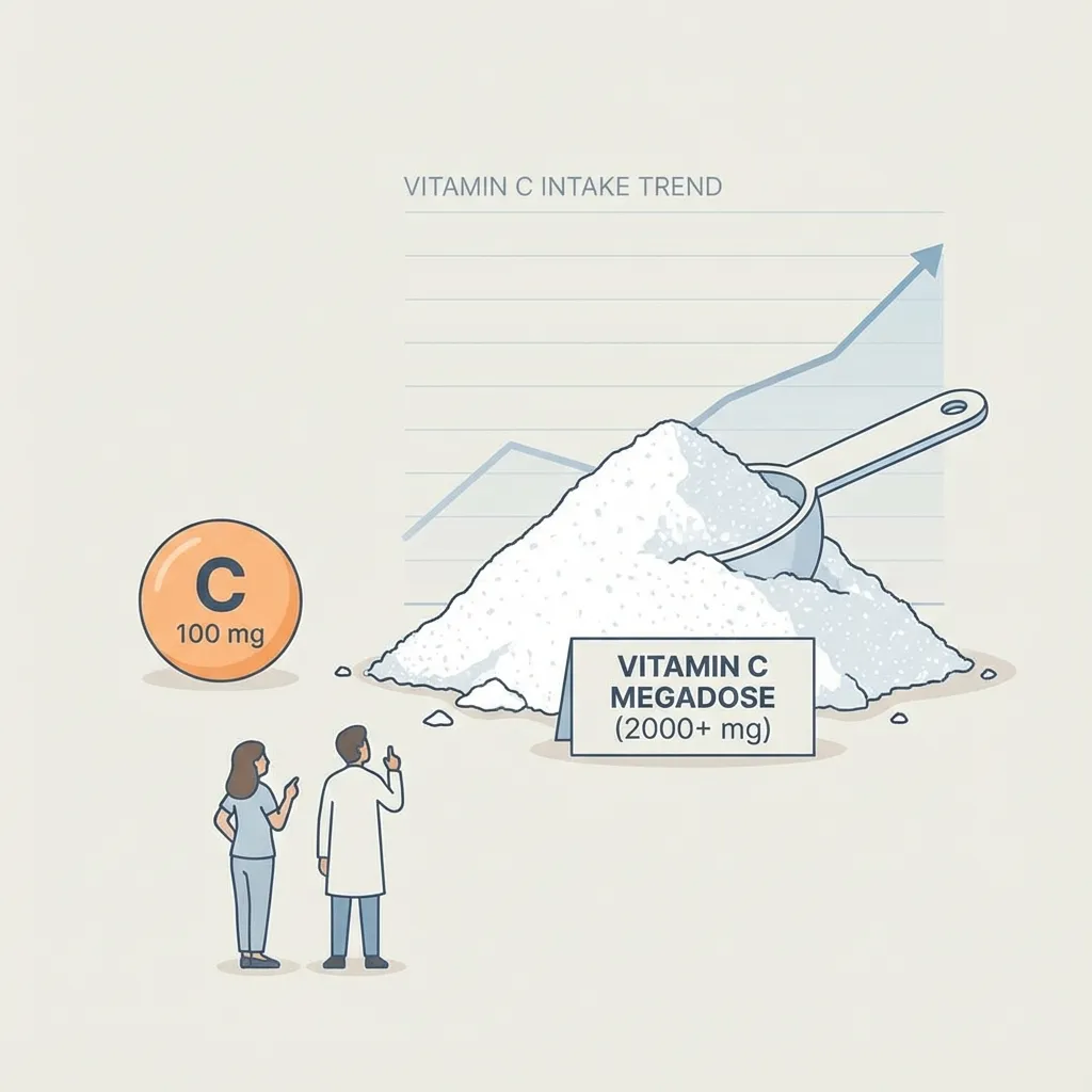 비타민 C 과량 섭취와 체내 농도 그래프