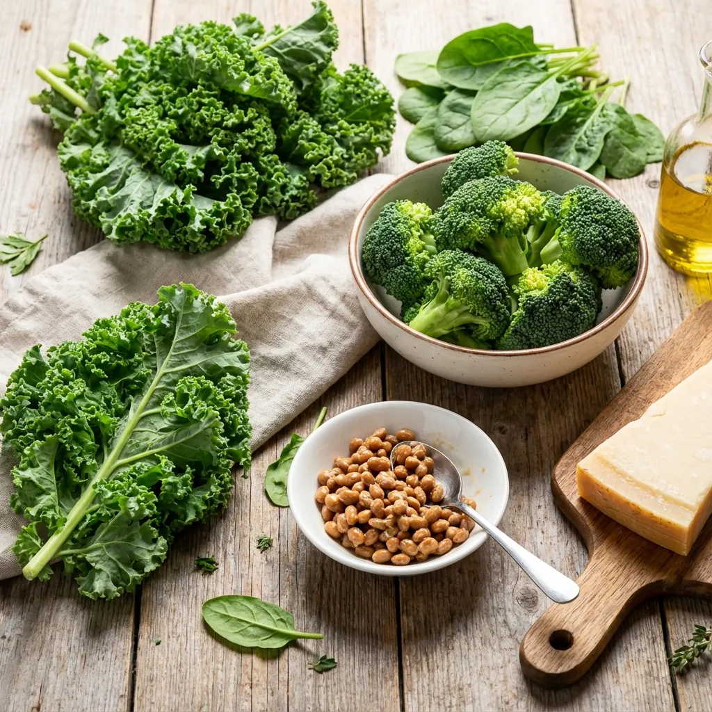 비타민 K 급원 식품들 - 케일, 낫토, 치즈